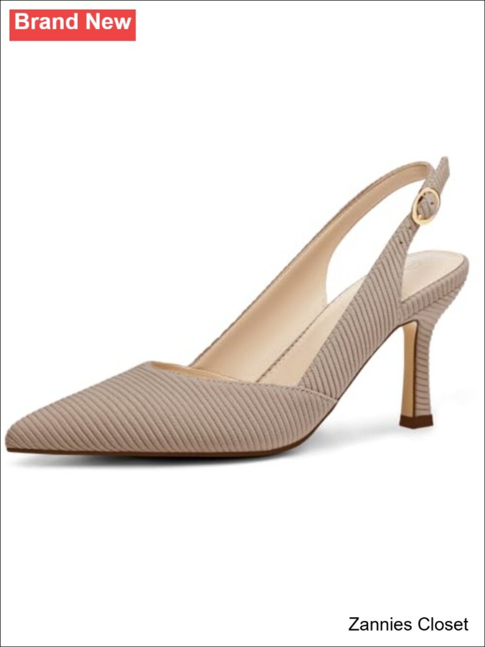 ✨ Rilista Women's Slingback Kitten Heels Closed Pointed Toe Faux Leather Pumps
